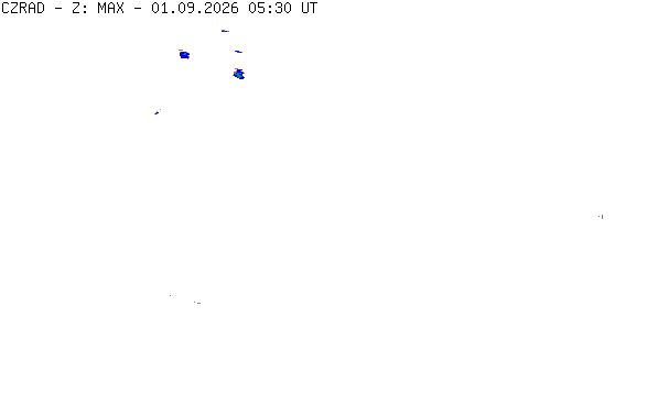 Meteoradar - aktuální srážky 2026-09-01 07:30:00
