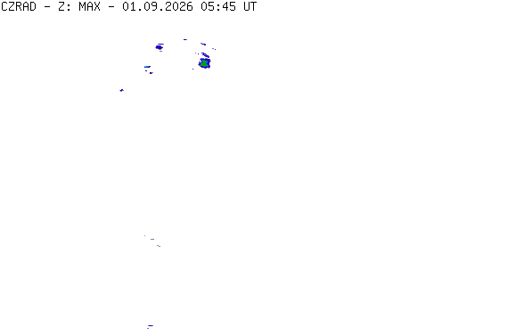 Meteoradar - aktuální srážky 2026-09-01 07:45:00