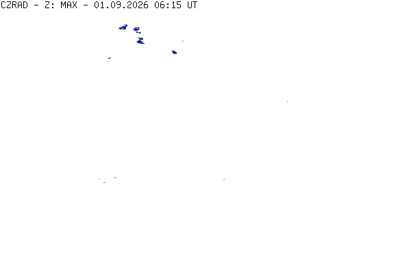 Meteoradar - aktuální srážky 2026-09-01 08:15:00
