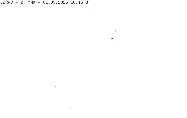 Meteoradar - aktuální srážky 2026-09-01 12:15:00