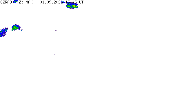 Meteoradar - aktuální srážky 2026-09-01 17:45:00