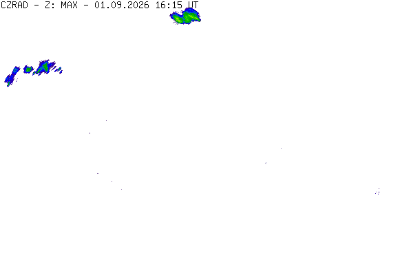 Meteoradar - aktuální srážky 2026-09-01 18:15:00