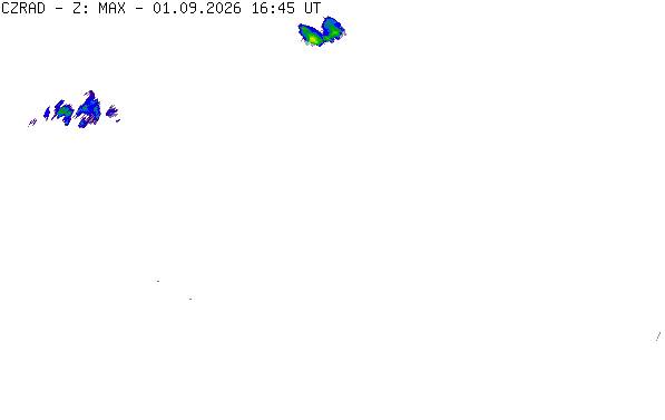 Meteoradar - aktuální srážky 2026-09-01 18:45:00