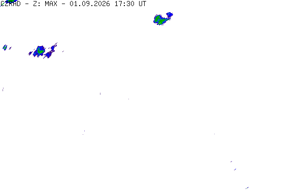 Meteoradar - aktuální srážky 2026-09-01 19:30:00