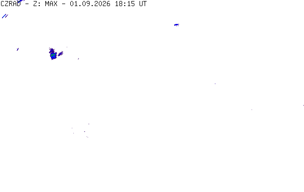 Meteoradar - aktuální srážky 2026-09-01 20:15:00