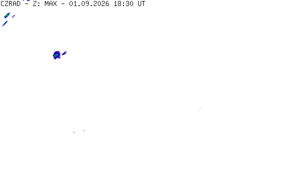 Meteoradar - aktuální srážky 2026-09-01 20:30:00