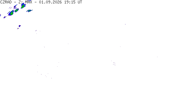 Meteoradar - aktuální srážky 2026-09-01 21:15:00