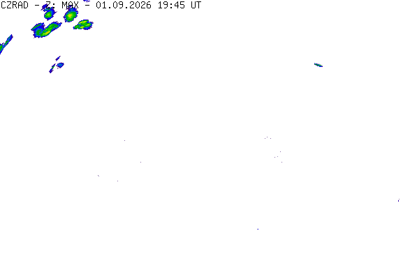 Meteoradar - aktuální srážky 2026-09-01 21:45:00