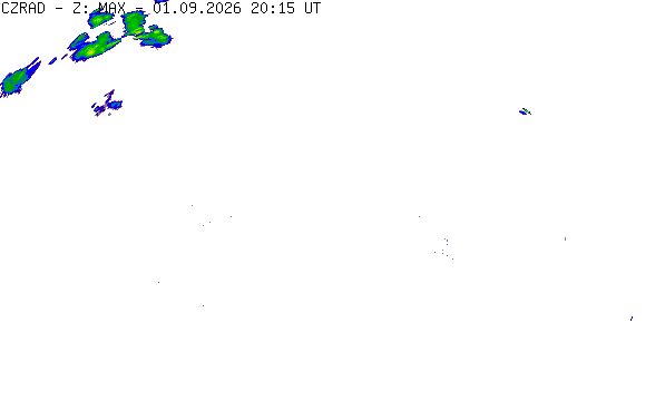 Meteoradar - aktuální srážky 2026-09-01 22:15:00