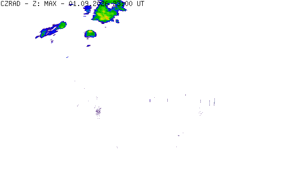 Meteoradar - aktuální srážky 2026-09-02 01:00:00