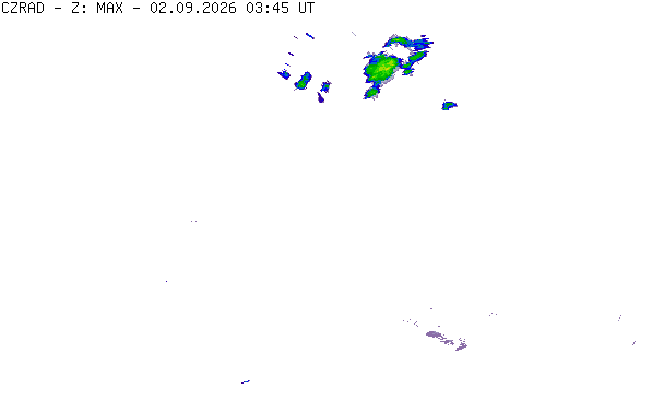 Meteoradar - aktuální srážky 2026-09-02 05:45:00