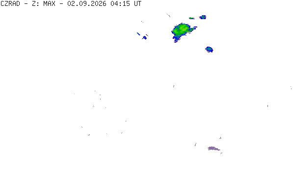 Meteoradar - aktuální srážky 2026-09-02 06:15:00