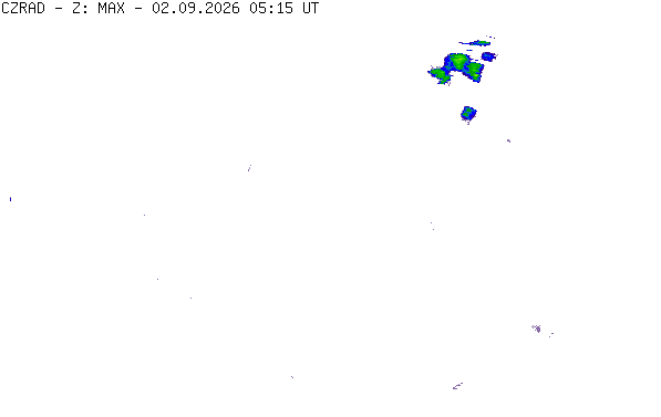Meteoradar - aktuální srážky 2026-09-02 07:15:00