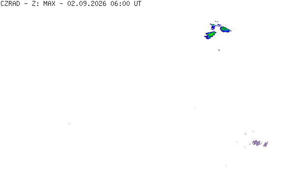 Meteoradar - aktuální srážky 2026-09-02 08:00:00