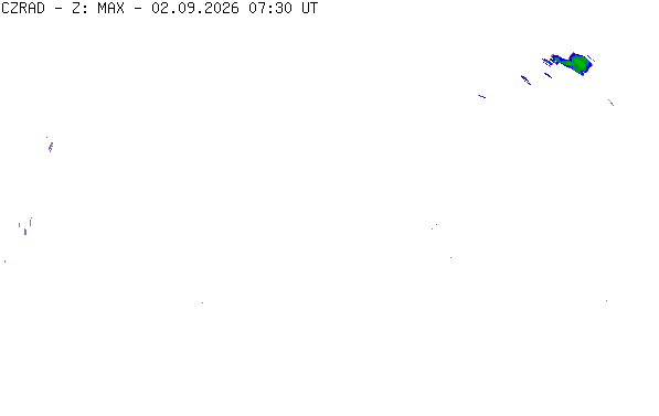 Meteoradar - aktuální srážky 2026-09-02 09:30:00