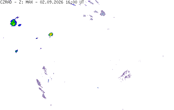 Meteoradar - aktuální srážky 2026-09-02 18:00:00