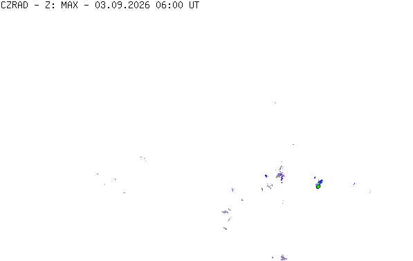 Meteoradar - aktuální srážky 2026-09-03 08:00:00