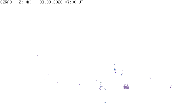 Meteoradar - aktuální srážky 2026-09-03 09:00:00