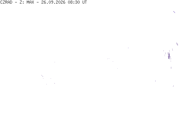 Meteoradar - aktuální srážky 2026-09-26 10:30:00