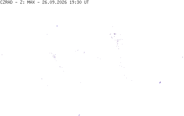 Meteoradar - aktuální srážky 2026-09-26 21:30:00