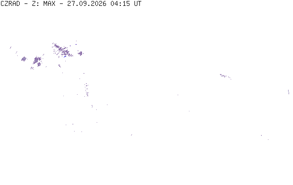 Meteoradar - aktuální srážky 2026-09-27 06:15:00