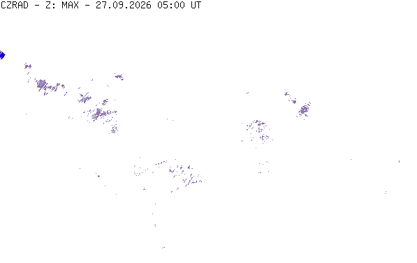 Meteoradar - aktuální srážky 2026-09-27 07:00:00