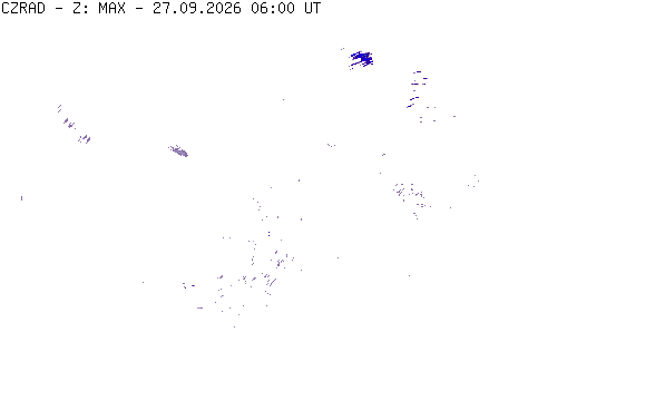 Meteoradar - aktuální srážky 2026-09-27 08:00:00
