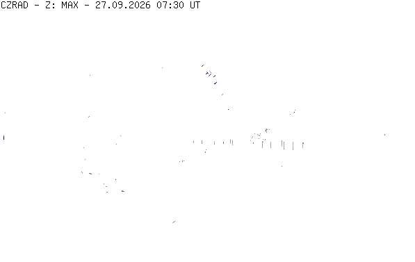 Meteoradar - aktuální srážky 2026-09-27 09:30:00