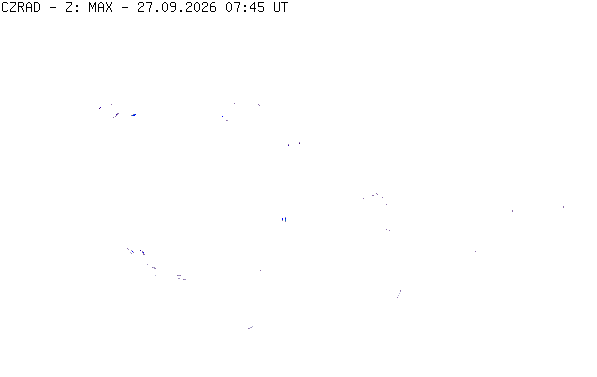 Meteoradar - aktuální srážky 2026-09-27 09:45:00