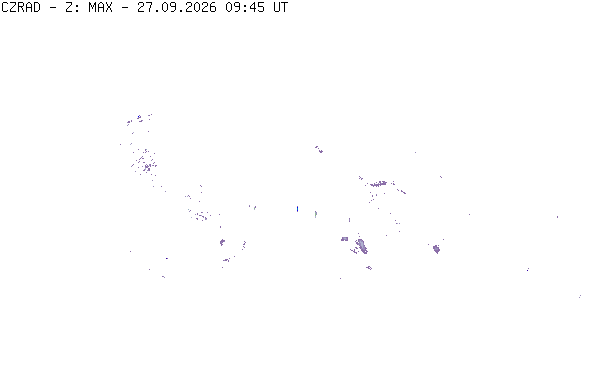 Meteoradar - aktuální srážky 2026-09-27 11:45:00