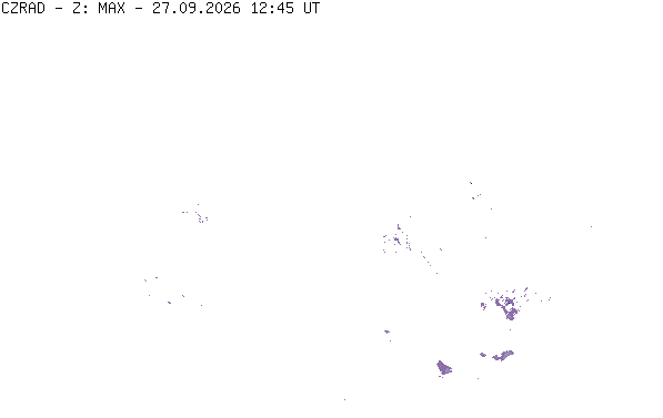 Meteoradar - aktuální srážky 2026-09-27 14:45:00