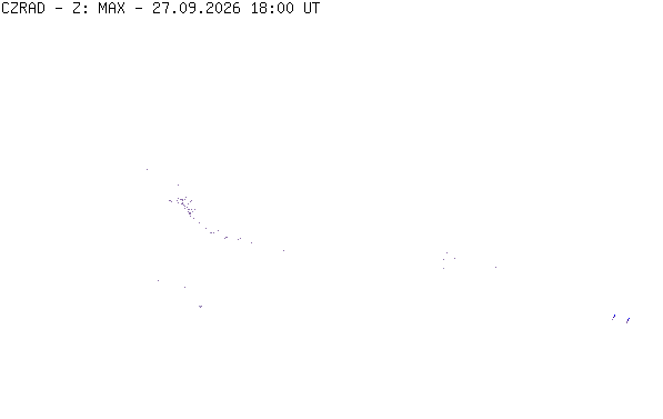 Meteoradar - aktuální srážky 2026-09-27 20:00:00