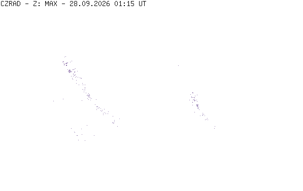 Meteoradar - aktuální srážky 2026-09-28 03:15:00