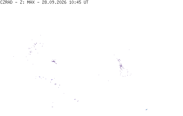 Meteoradar - aktuální srážky 2026-09-28 12:45:00