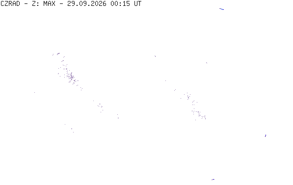Meteoradar - aktuální srážky 2026-09-29 02:15:00