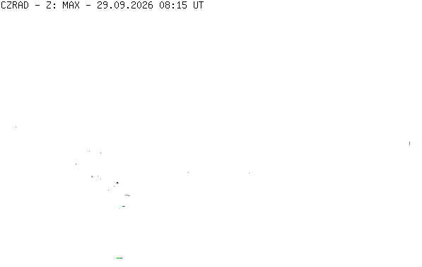 Meteoradar - aktuální srážky 2026-09-29 10:15:00