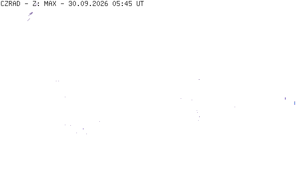 Meteoradar - aktuální srážky 2026-09-30 07:45:00