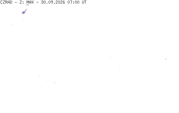 Meteoradar - aktuální srážky 2026-09-30 09:00:00