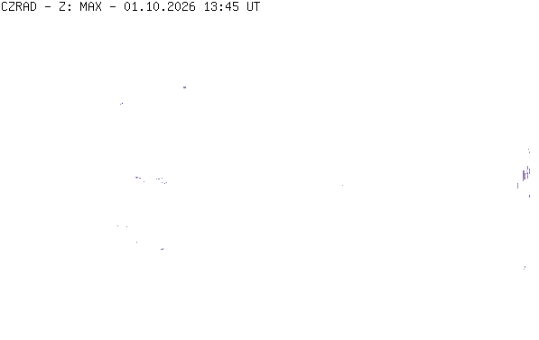 Meteoradar - aktuální srážky 2026-10-01 15:45:00