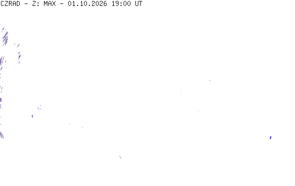 Meteoradar - aktuální srážky 2026-10-01 21:00:00