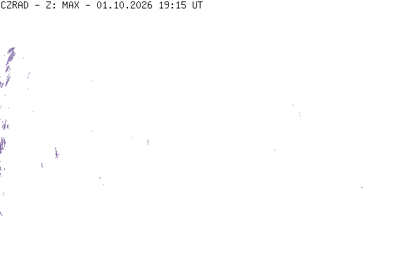 Meteoradar - aktuální srážky 2026-10-01 21:15:00