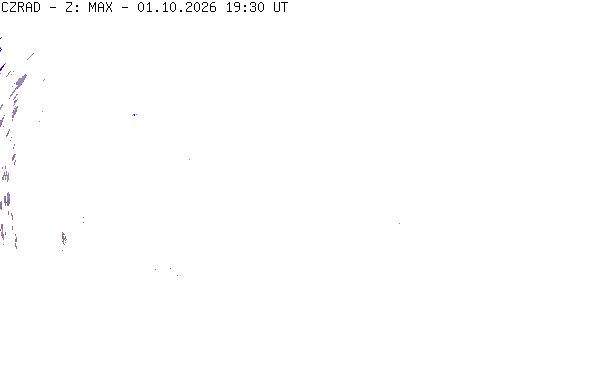 Meteoradar - aktuální srážky 2026-10-01 21:30:00