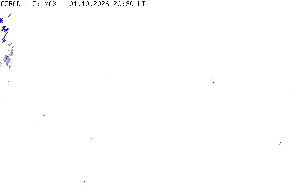 Meteoradar - aktuální srážky 2026-10-01 22:30:00