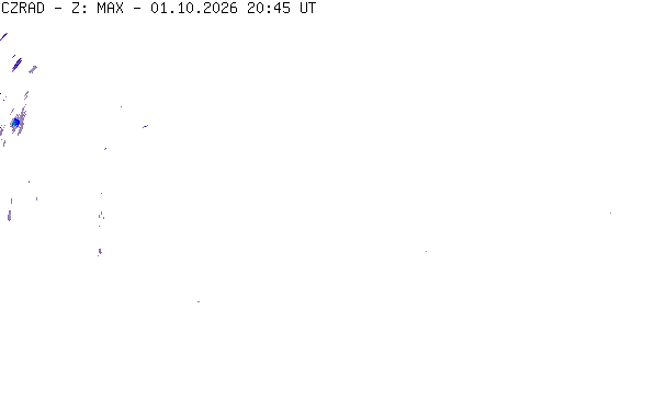 Meteoradar - aktuální srážky 2026-10-01 22:45:00