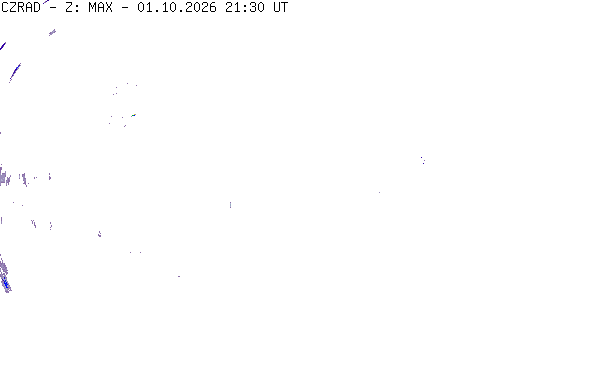 Meteoradar - aktuální srážky 2026-10-01 23:30:00