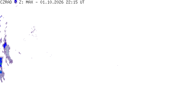 Meteoradar - aktuální srážky 2026-10-02 00:15:00