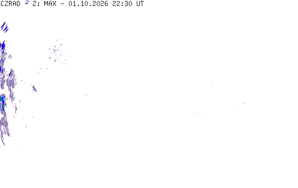 Meteoradar - aktuální srážky 2026-10-02 00:30:00