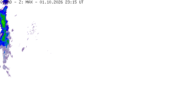 Meteoradar - aktuální srážky 2026-10-02 01:15:00