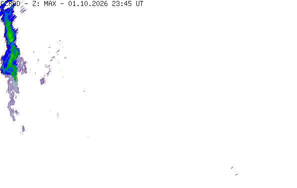 Meteoradar - aktuální srážky 2026-10-02 01:45:00