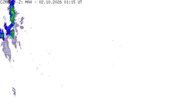 Meteoradar - aktuální srážky 2026-10-02 03:15:00
